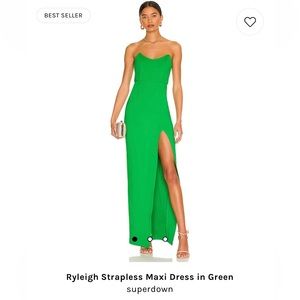 Revolve Ryleigh Strapless Maxi Dress in Green